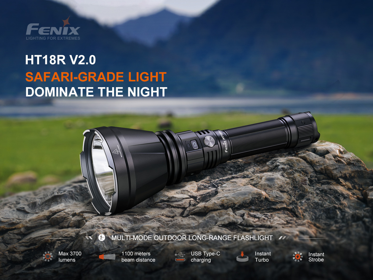 Fenix HT18R V2.0 3700 Lumen Long Range Rechargeable Tactical